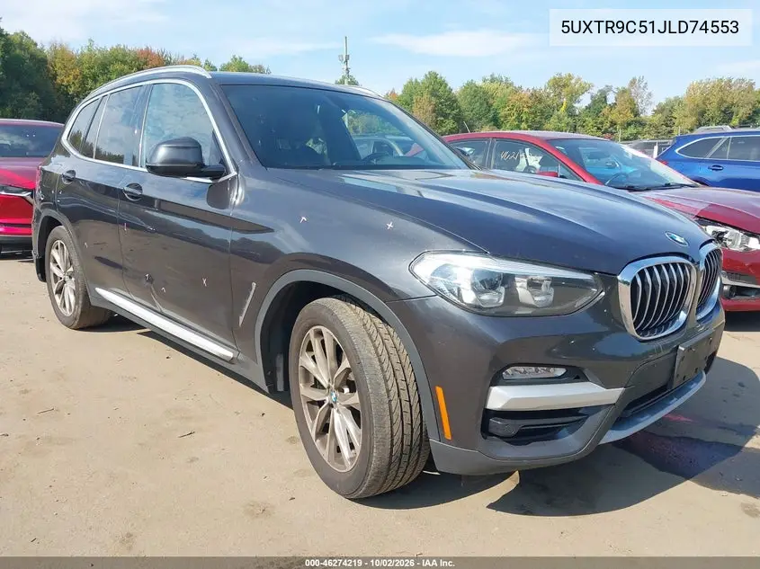 BMW X3 2018, VIN 5UXTR9C51JLD74553