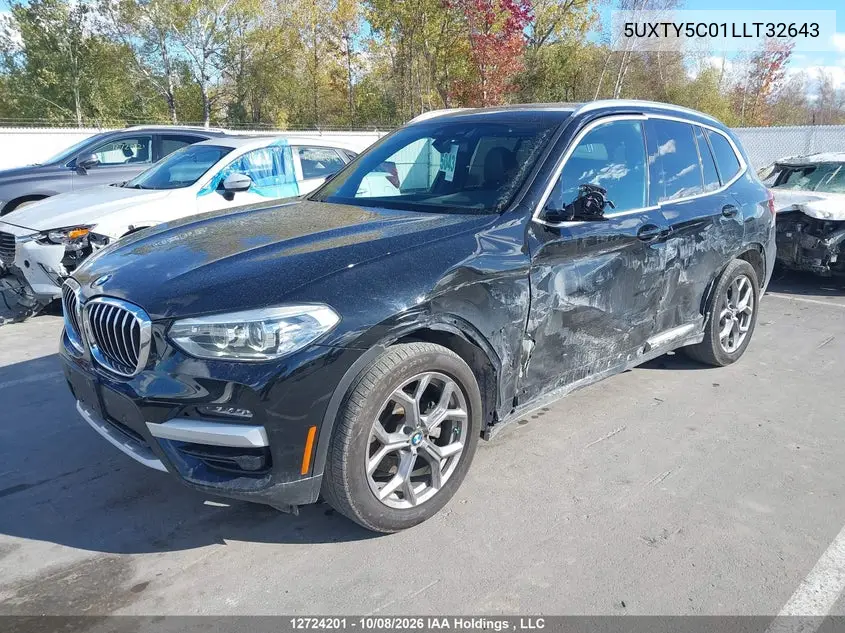 2020 BMW X3 VIN 5UXTY5C01LLT32643 — фото 2