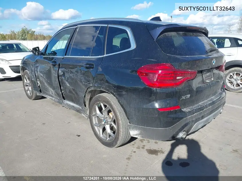2020 BMW X3 VIN 5UXTY5C01LLT32643 — фото 3