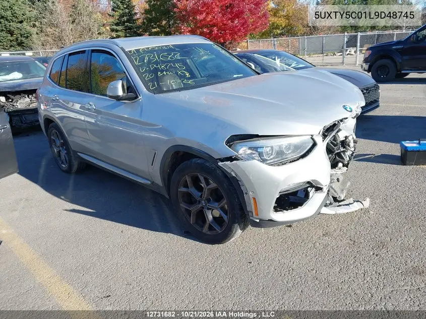 BMW X3 2020, VIN 5UXTY5C01L9D48745