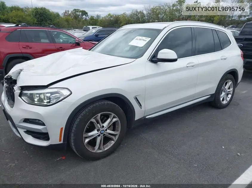 2020 BMW X3 VIN 5UXTY3C01L9B95756 — фото 2