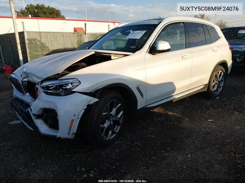 2021 BMW X3 VIN 5UXTY5C08M9F24076 — фото 2