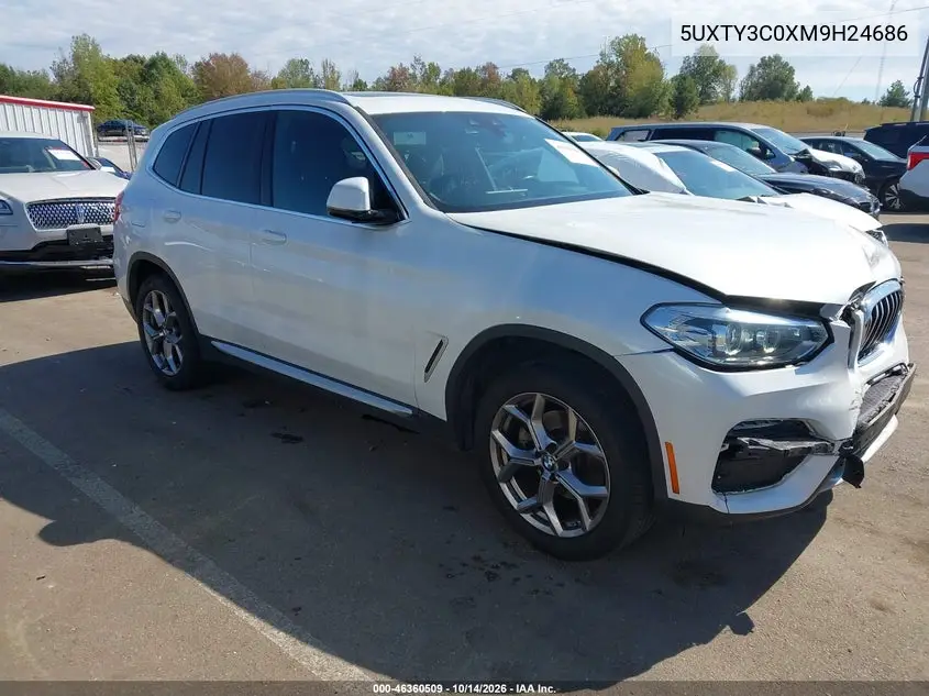 BMW X3 2021, VIN 5UXTY3C0XM9H24686