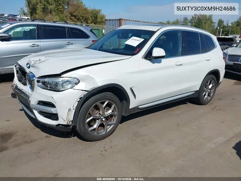 2021 BMW X3 VIN 5UXTY3C0XM9H24686 — фото 2