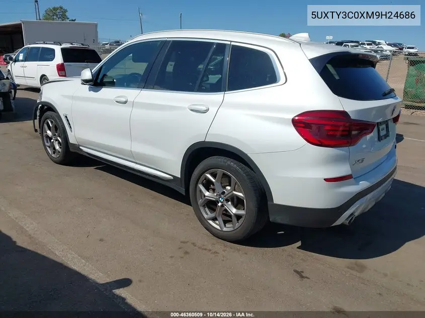2021 BMW X3 VIN 5UXTY3C0XM9H24686 — фото 3