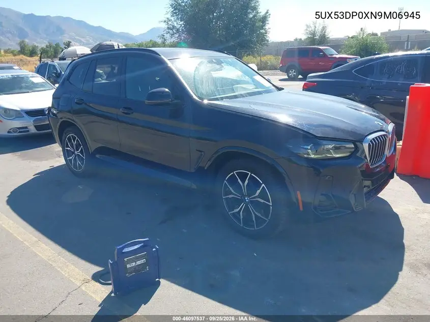 BMW X3 2022, VIN 5UX53DP0XN9M06945