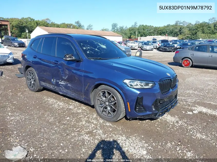 BMW X3 2022, VIN 5UX83DP01N9M78792