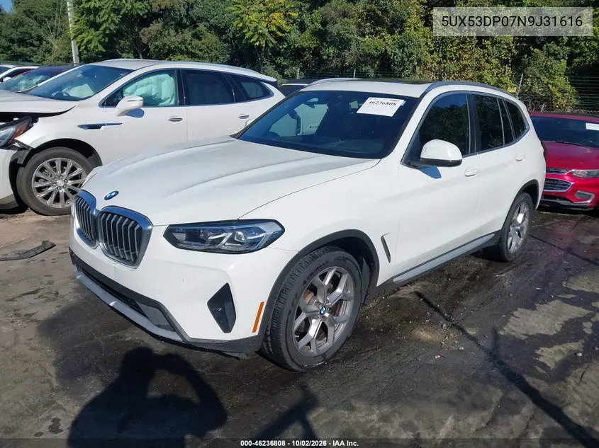 2022 BMW X3 VIN 5UX53DP07N9J31616 — фото 2