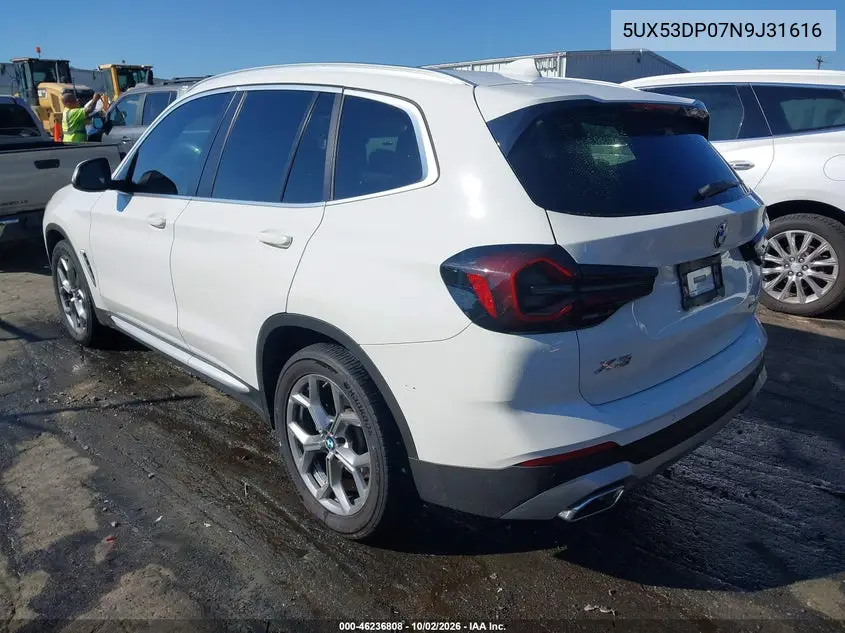 2022 BMW X3 VIN 5UX53DP07N9J31616 — фото 3