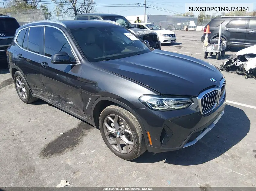 BMW X3 2022, VIN 5UX53DP01N9J74364