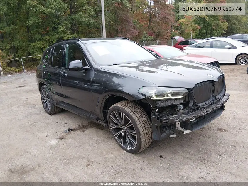 BMW X3 2022, VIN 5UX53DP07N9K59774