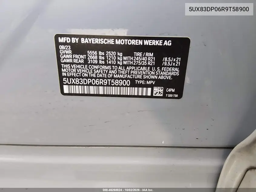 2024 BMW X3 VIN 5UX83DP06R9T58900 — фото 9