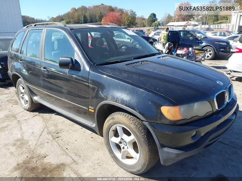 BMW X5 2002, VIN 5UXFA53582LP51889