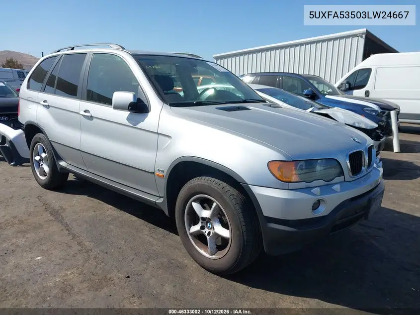 BMW X5 2003, VIN 5UXFA53503LW24667