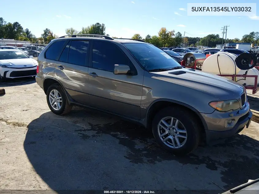 BMW X5 2005, VIN 5UXFA13545LY03032