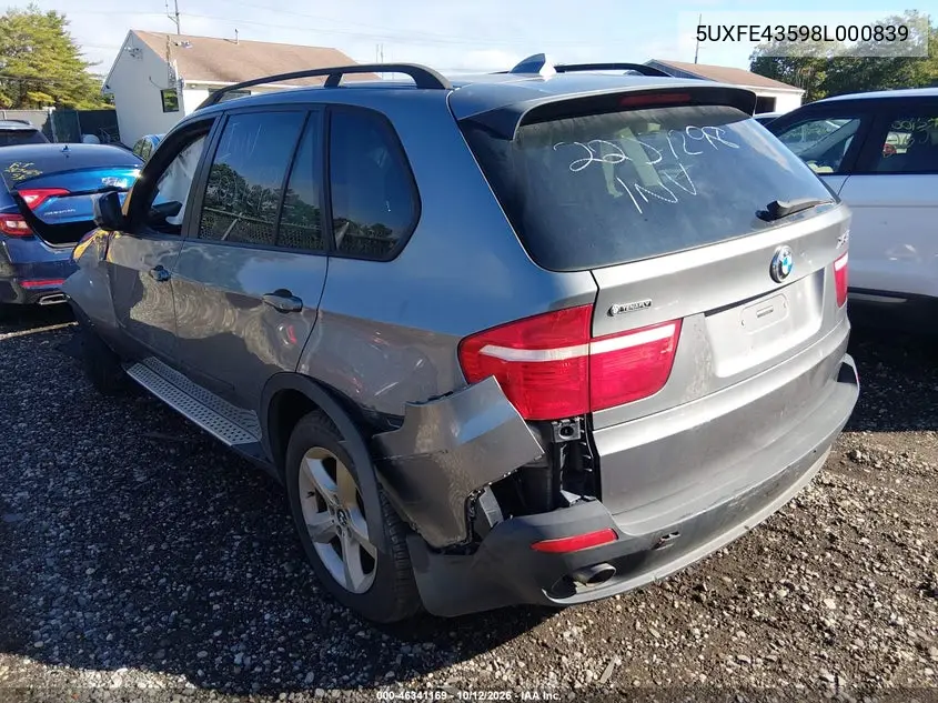 2008 BMW X5 VIN 5UXFE43598L000839 — фото 3