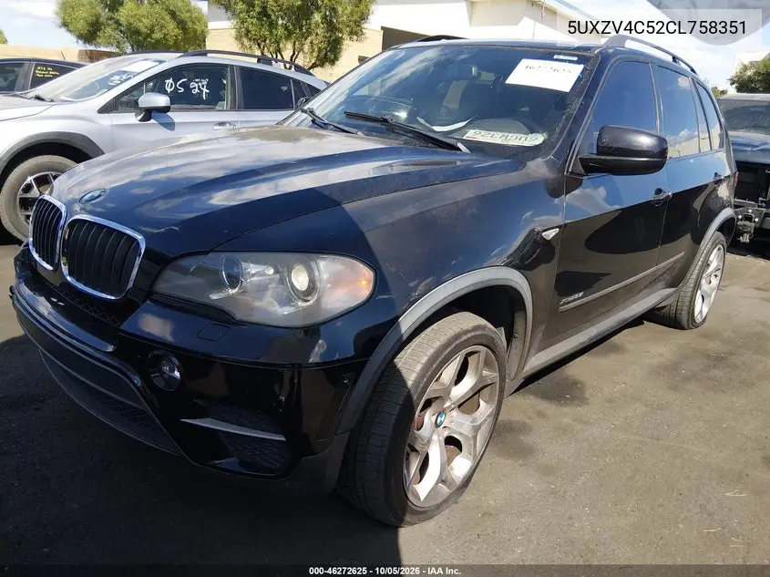 2012 BMW X5 VIN 5UXZV4C52CL758351 — фото 2