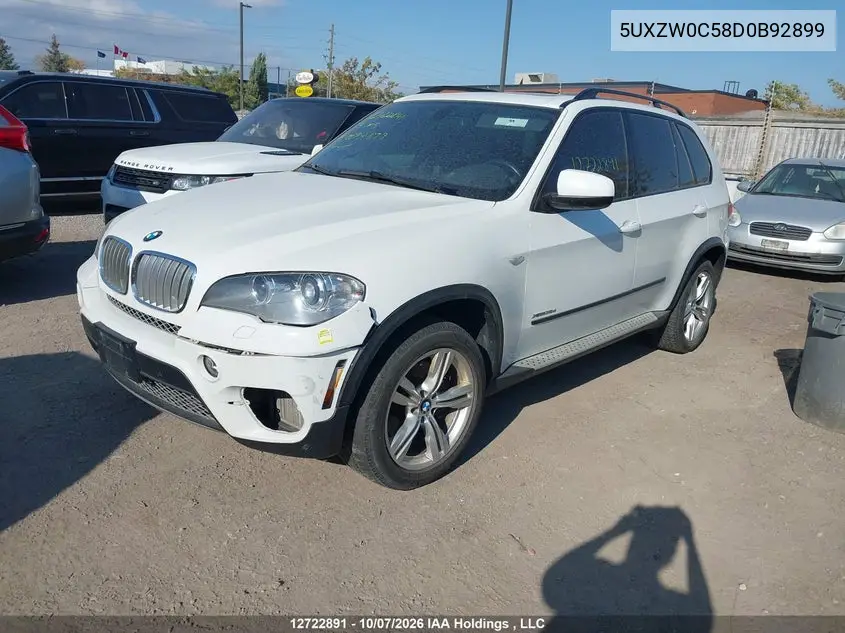 2013 BMW X5 VIN 5UXZW0C58D0B92899 — фото 2