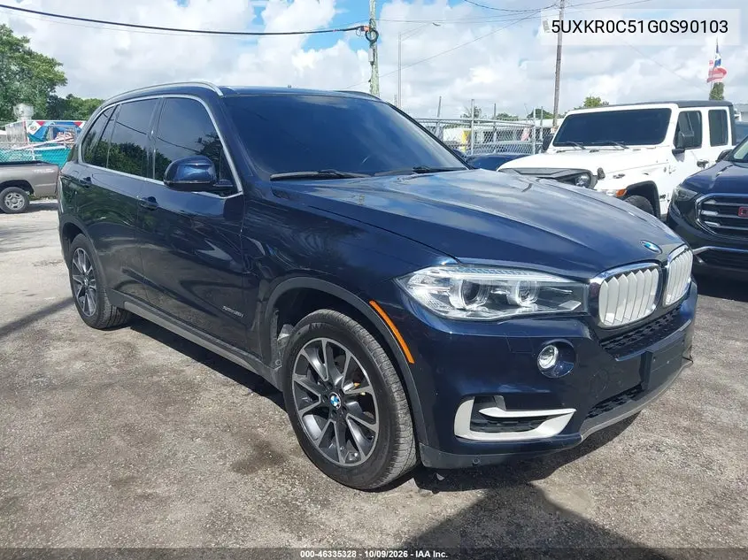 BMW X5 2016, VIN 5UXKR0C51G0S90103