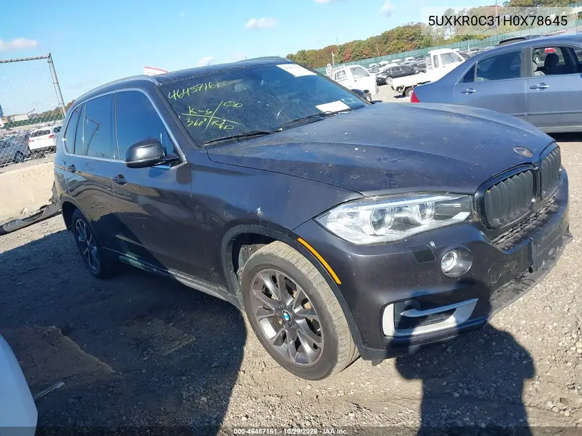 BMW X5 2017, VIN 5UXKR0C31H0X78645