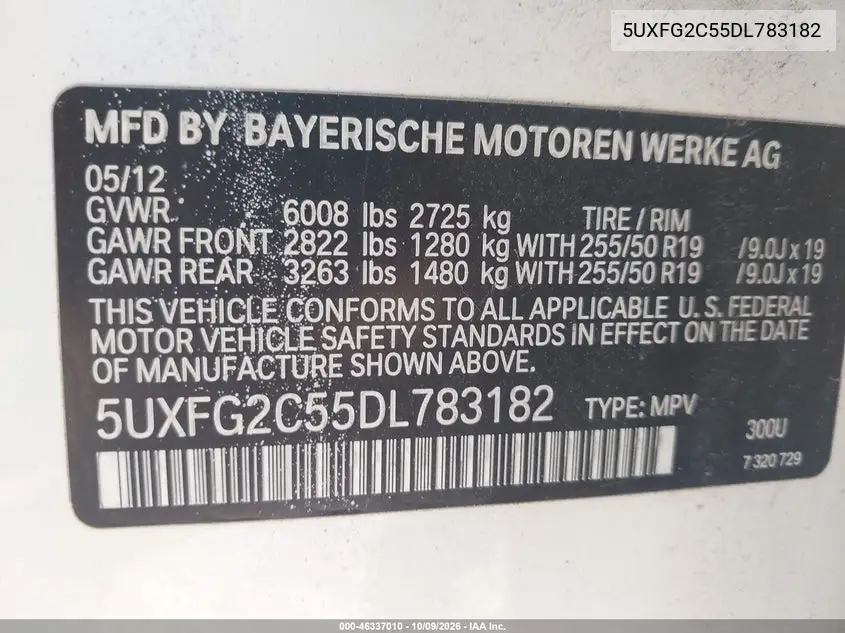 2013 BMW X6 VIN 5UXFG2C55DL783182 — фото 9