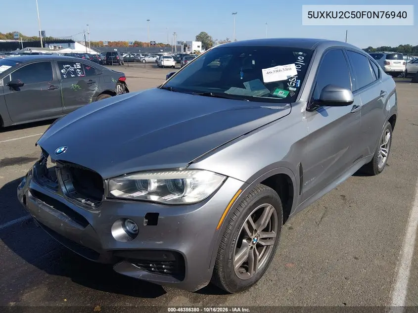 2015 BMW X6 VIN 5UXKU2C50F0N76940 — фото 2