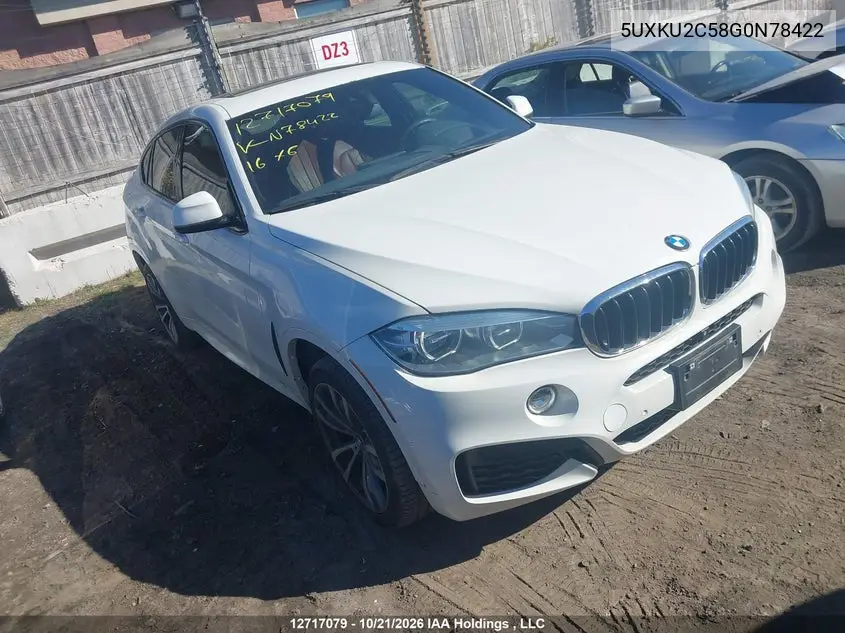 BMW X6 2016, VIN 5UXKU2C58G0N78422