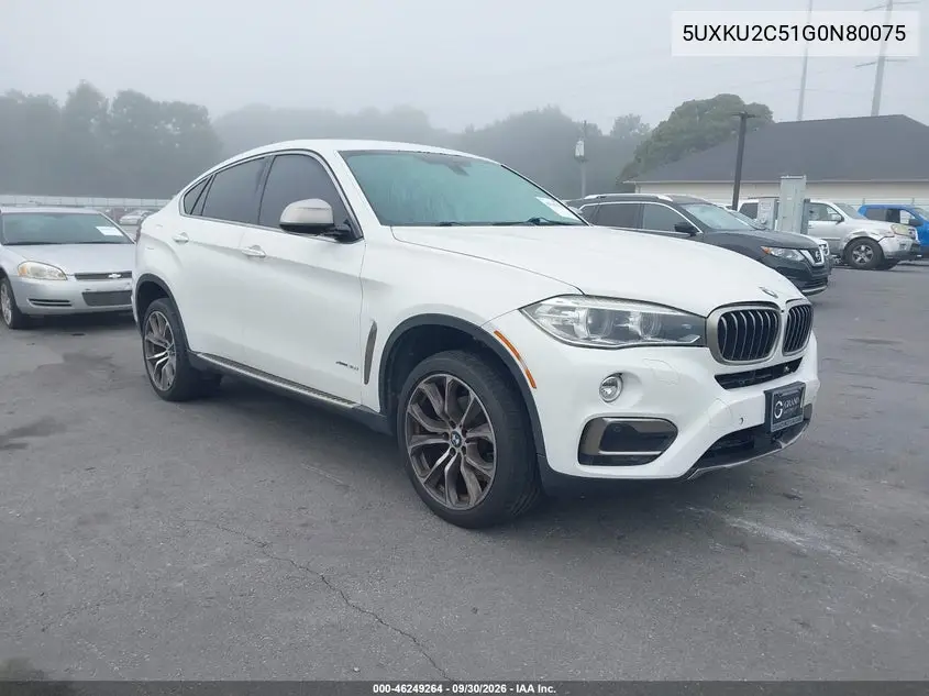 BMW X6 2016, VIN 5UXKU2C51G0N80075