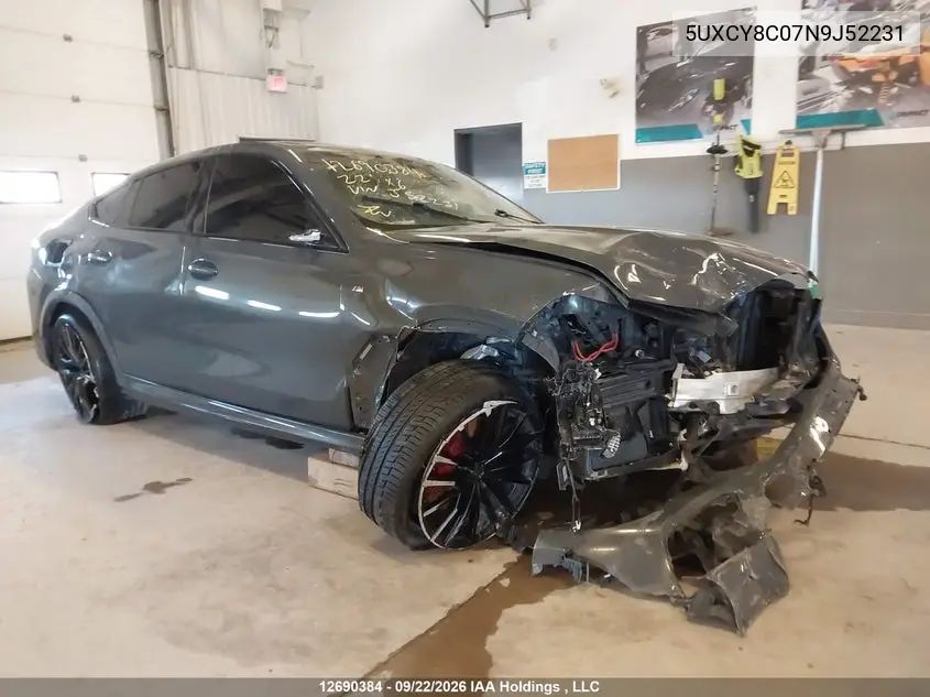 BMW X6 2022, VIN 5UXCY8C07N9J52231