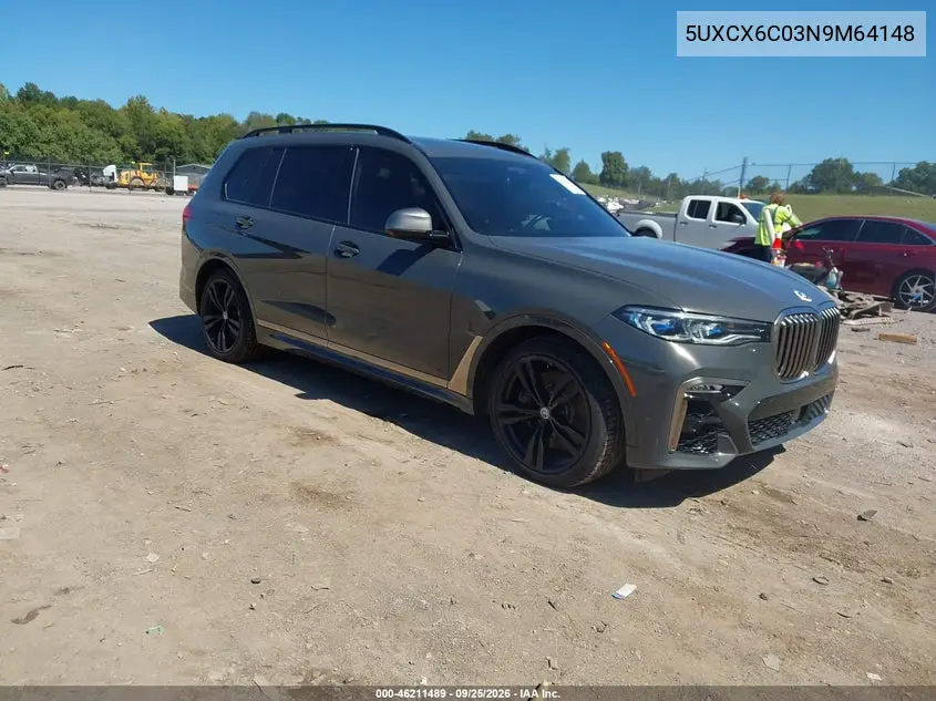 BMW X7 2022, VIN 5UXCX6C03N9M64148