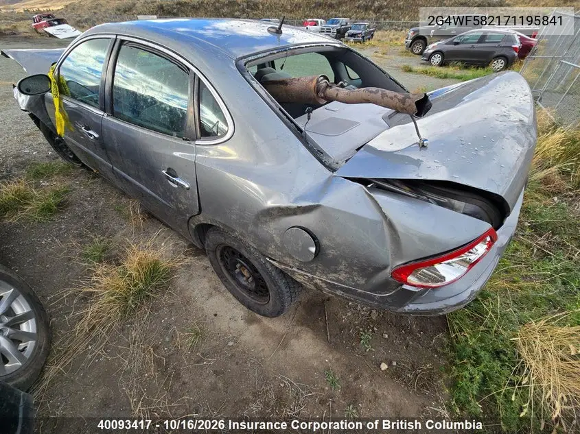 2007 BUICK ALLURE VIN 2G4WF582171195841 — фото 3
