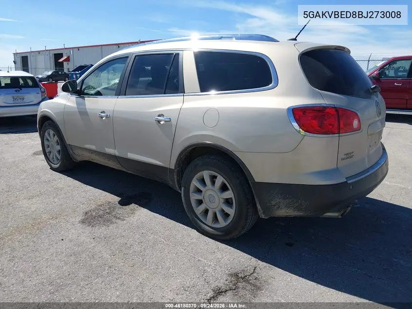 2011 BUICK ENCLAVE VIN 5GAKVBED8BJ273008 — фото 3
