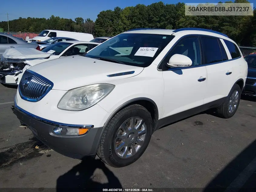 2011 BUICK ENCLAVE VIN 5GAKRBED8BJ317237 — фото 2