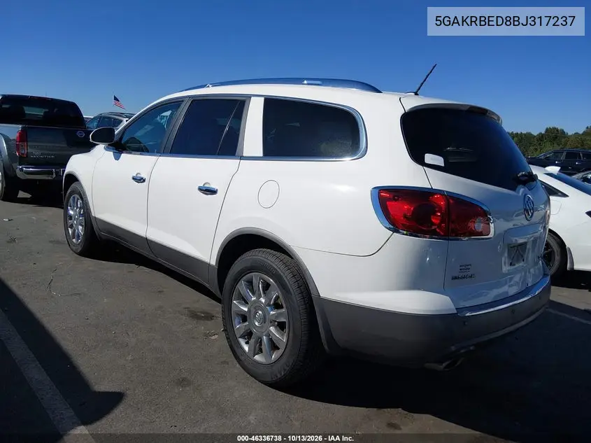 2011 BUICK ENCLAVE VIN 5GAKRBED8BJ317237 — фото 3