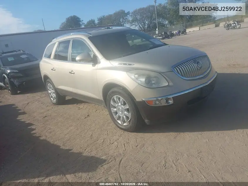 BUICK ENCLAVE 2011, VIN 5GAKVCED4BJ259922