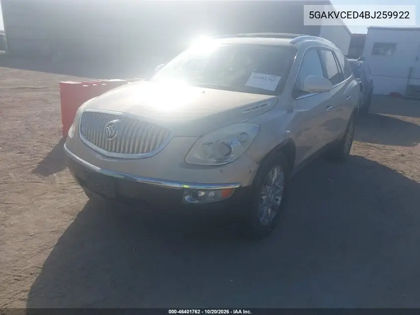 2011 BUICK ENCLAVE VIN 5GAKVCED4BJ259922 — фото 2