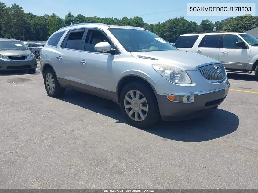 BUICK ENCLAVE 2012, VIN 5GAKVDED8CJ178803
