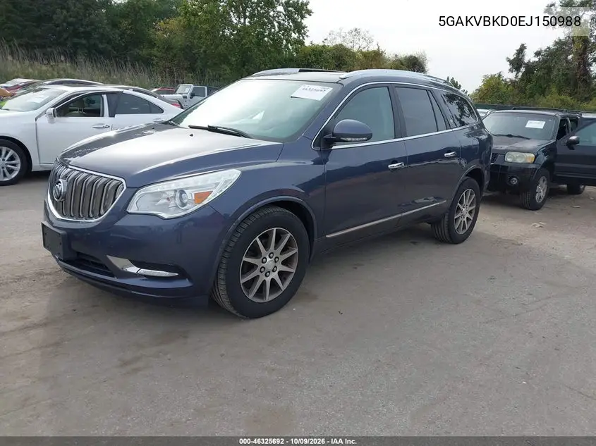 2014 BUICK ENCLAVE VIN 5GAKVBKD0EJ150988 — фото 2