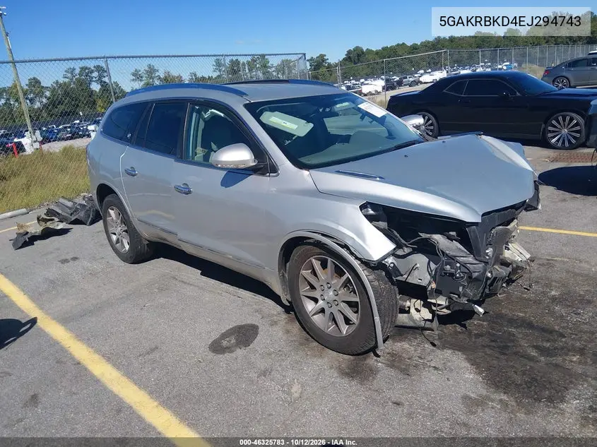 BUICK ENCLAVE 2014, VIN 5GAKRBKD4EJ294743