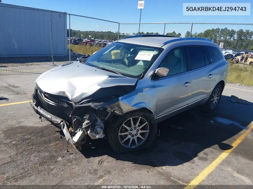 2014 BUICK ENCLAVE VIN 5GAKRBKD4EJ294743 — фото 2