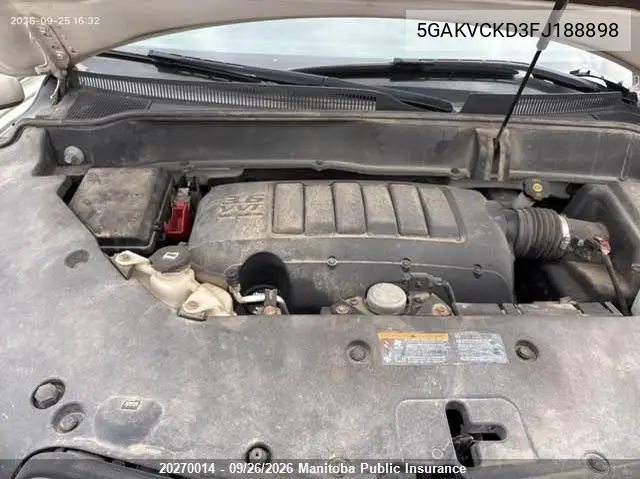 2015 BUICK ENCLAVE VIN 5GAKVCKD3FJ188898 — фото 10