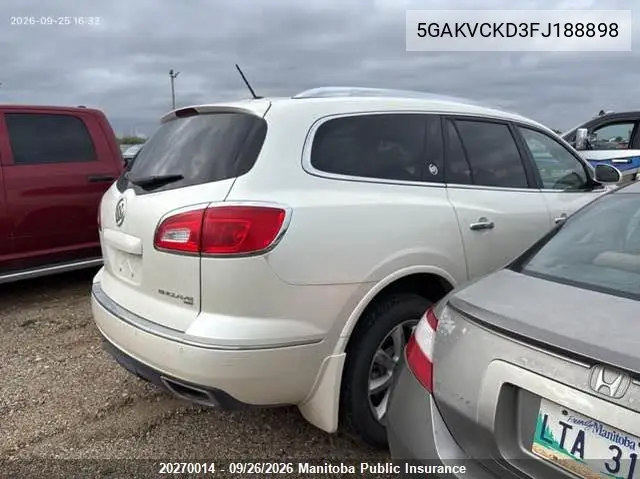 2015 BUICK ENCLAVE VIN 5GAKVCKD3FJ188898 — фото 3