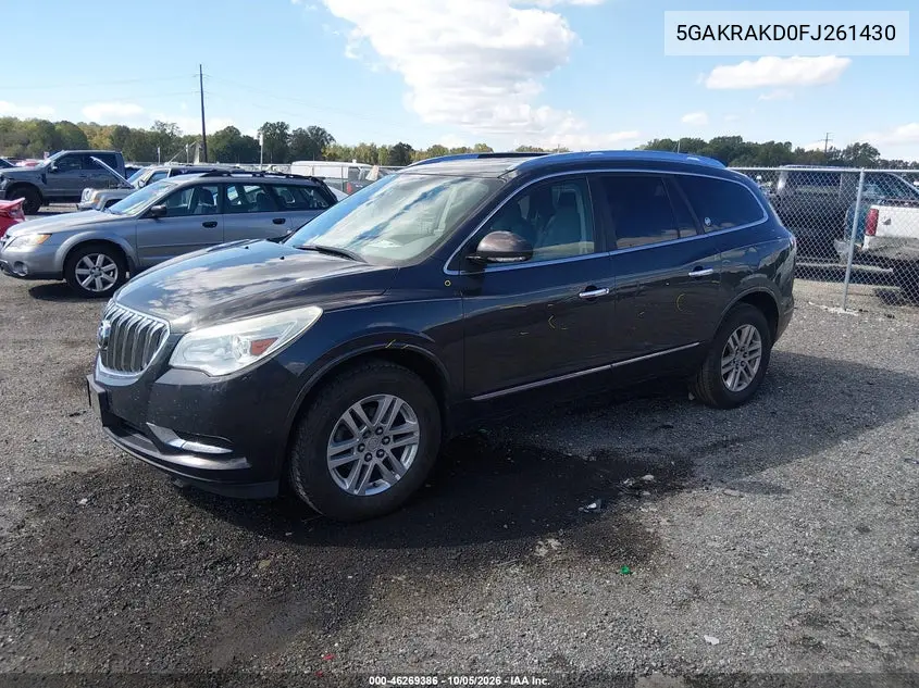 2015 BUICK ENCLAVE VIN 5GAKRAKD0FJ261430 — фото 2