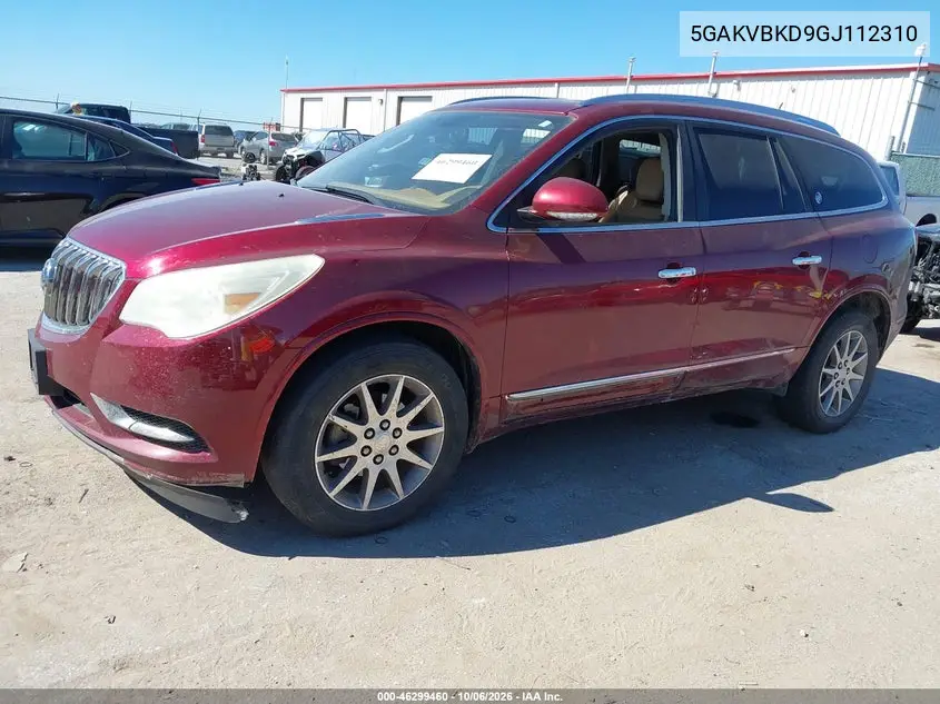 2016 BUICK ENCLAVE VIN 5GAKVBKD9GJ112310 — фото 2