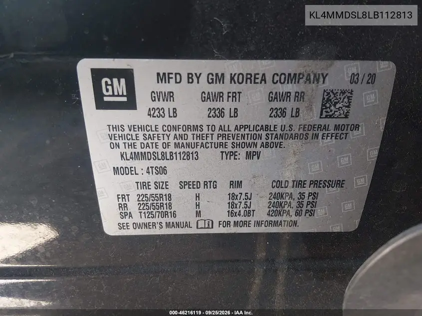 2020 BUICK ENCORE GX VIN KL4MMDSL8LB112813 — фото 9