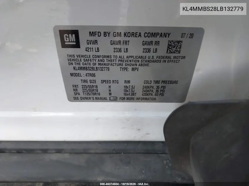 2020 BUICK ENCORE GX VIN KL4MMBS28LB132779 — фото 9
