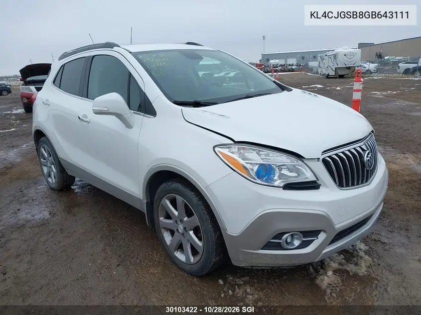 BUICK ENCORE 2016, VIN KL4CJGSB8GB643111