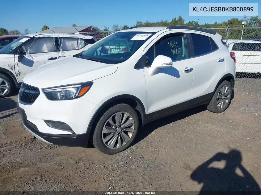 2019 BUICK ENCORE VIN KL4CJESB0KB800899 — фото 2