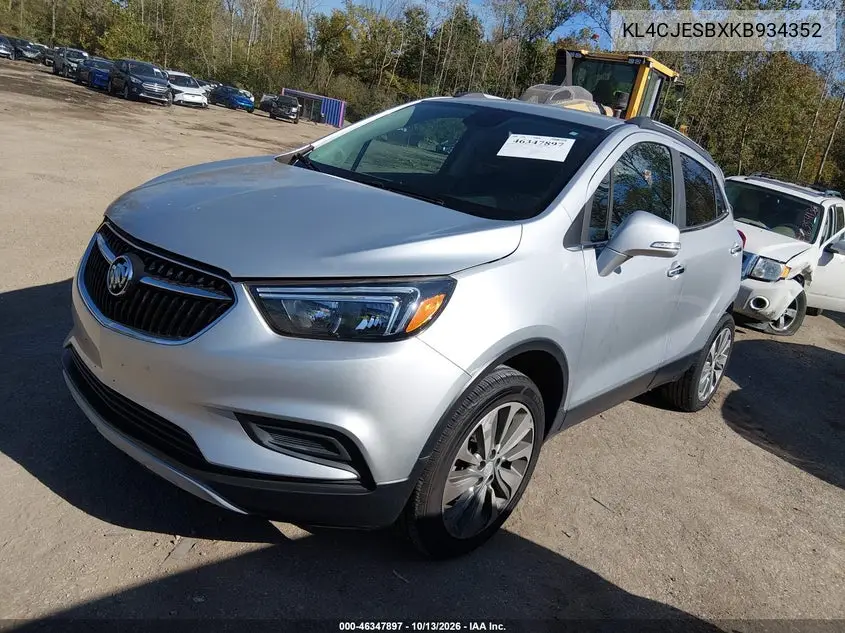2019 BUICK ENCORE VIN KL4CJESBXKB934352 — фото 2