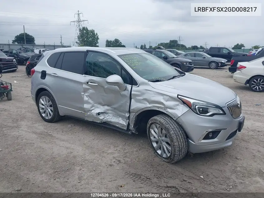 BUICK ENVISION 2016, VIN LRBFXFSX2GD008217